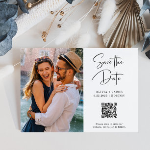 QR Code Simple and Modern Photo Save the Date Postcard