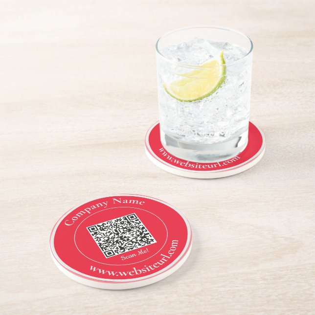 QR Code Simple Bold Red and White Scan Me Coaster (Side)