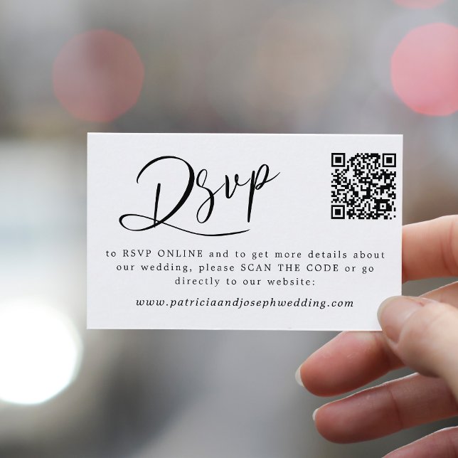 QR CODE simple elegant script wedding online rsvp Enclosure Card (Creator Uploaded)