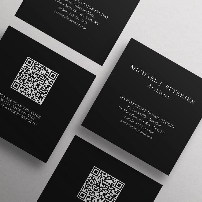 QR CODE simple elegant typography professional Square Business Card (Creator Uploaded)