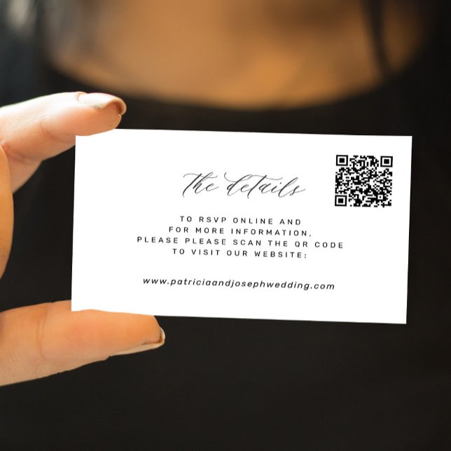QR CODE simple elegant wedding website details Card (Creator Uploaded)
