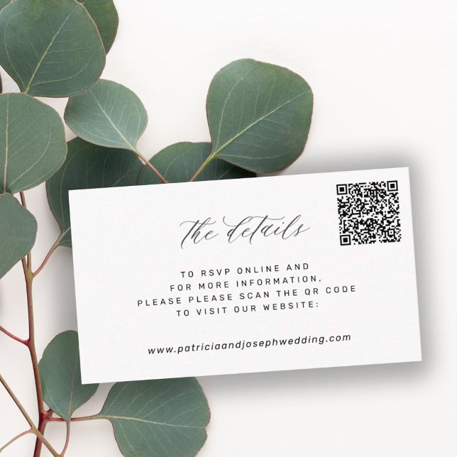 QR CODE simple elegant wedding website details Enc Enclosure Card (Creator Uploaded)