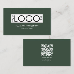 QR Code Simple Minimal Green Modern Business Logo Business Card