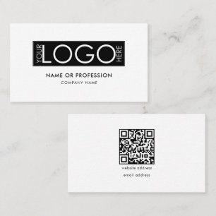 QR Code Simple Minimal White Modern Business Logo Card
