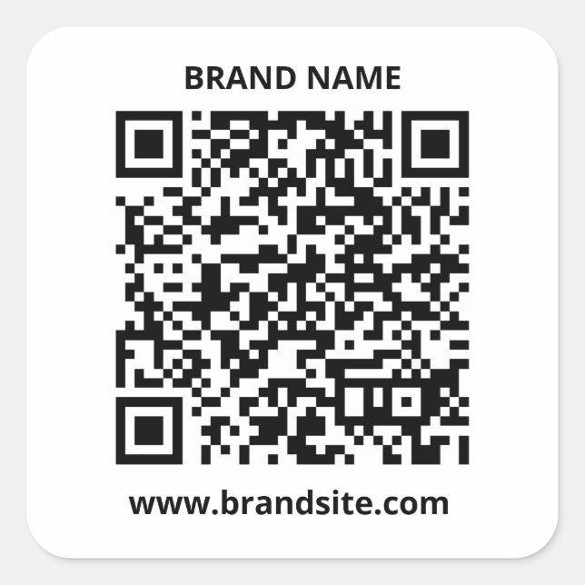 QR-Code Simple Minimalist Business Logo Square Sticker (Front)