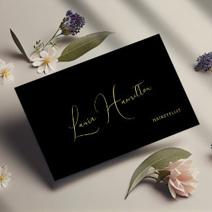 QR code simple minimalist modern gold black Business Card