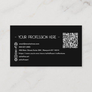 QR Code Simple Modern Minimal Black Instagram Business Card