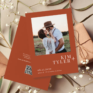 QR CODE simple modern photo sunset wedding Save The Date