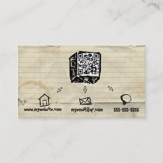 QR Code Sketchy Business Card (Front)