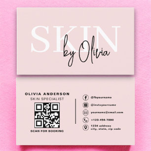 QR Code Skin Care Specialist Blush Pink Business Card