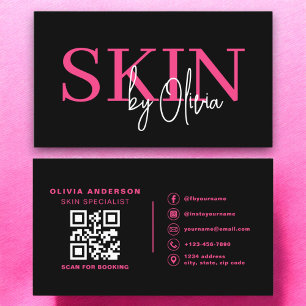 QR Code Skin Care Specialist Hot Pink Business Card