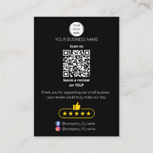 QR code small business review GOOGLE and YELP Business Card