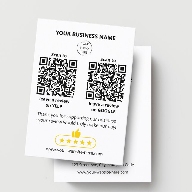 QR code small business review GOOGLE and YELP  Card (Creator Uploaded)