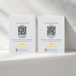 QR code small business review GOOGLE and YELP Card