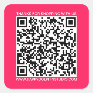 QR Code Small Business Website Diva Pink Square Sticker
