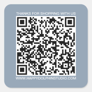 QR Code Small Business Website Dusty Blue Square Sticker