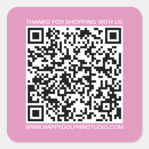 QR Code Small Business Website Fuchsia Pink Square Sticker