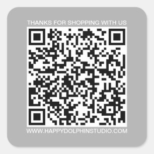 QR Code Small Business Website Grey Square Sticker