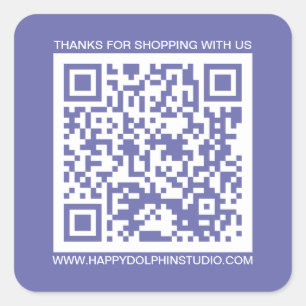 QR Code Small Business Website Very Peri Blue Square Sticker