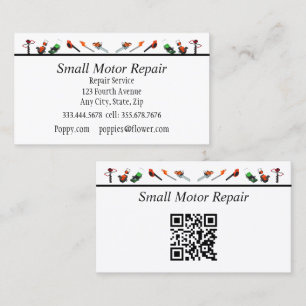 QR Code Small Engine Repair Custom Business Cards