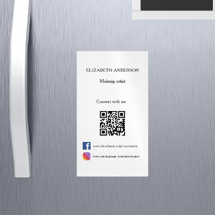 Qr code social media brand colour Magnetic business card