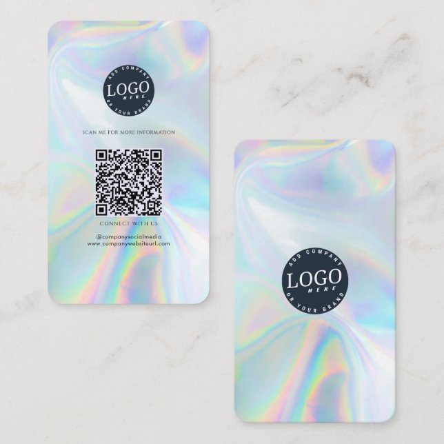 QR Code Social Media Company Website Holographic Business Card (Front/Back)