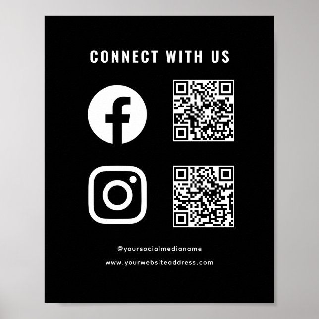 QR Code Social Media Follow Scan Connect With Us Poster (Front)