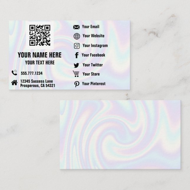 QR Code Social Media Hologram  Business Card (Front/Back)