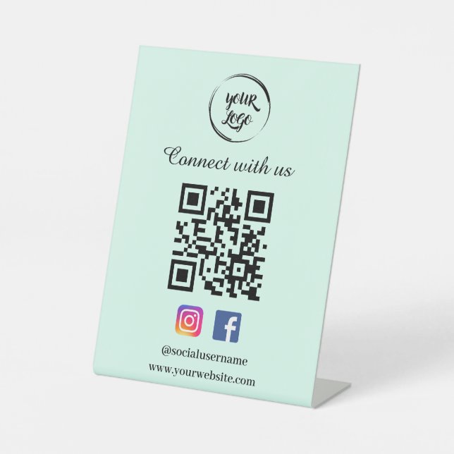 QR Code Social Media Pedestal Sign (Front)