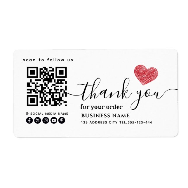 Qr code social media thank you business (Front)