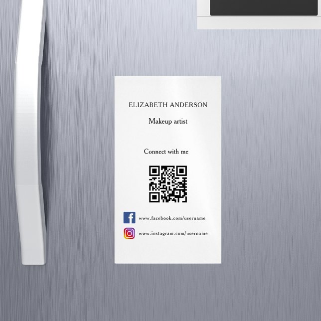 Qr code social media white black 	Magnetic business card (Creator Uploaded)