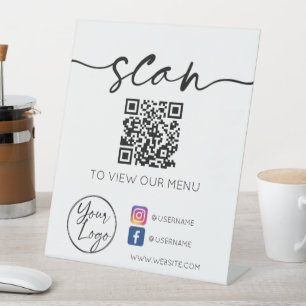 QR Code Social Media White Pedestal Sign