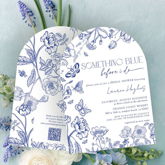 QR Code Something Blue Before I Do Bridal Shower Invitation (Creator Uploaded)