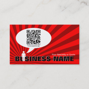 qr code speech bubble (red rays) business card