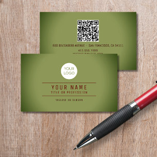 QR Code Spotlight Green Name Professional Logo Calling Card