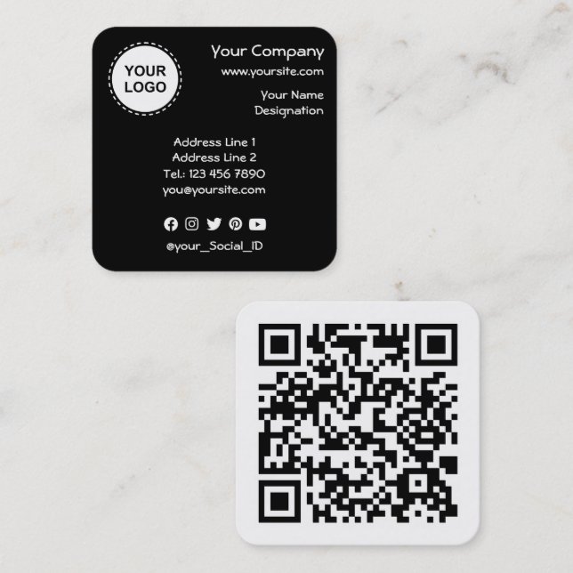 QR Code Square Business Card (Front/Back)
