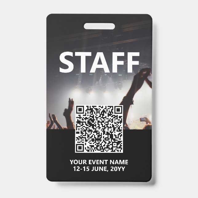 Qr Code Staff Badge Custom Event Access Pass ID Badge (Front)