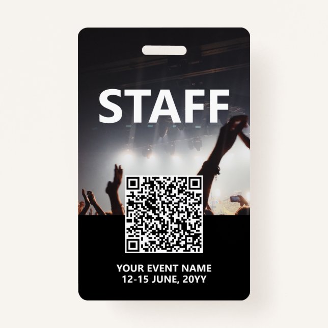 Qr Code Staff Badge Custom Event Access Pass ID Badge (Front)