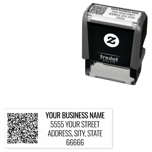 QR Code Stamp Personalised Business Name Address (In Situ)
