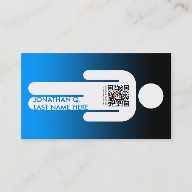 qr code stick figure business card (Front)