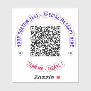 QR Code Sticker Scan Info and Text - Your Colours