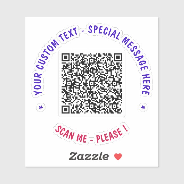 QR Code Sticker Scan Info and Text - Your Colours (Sheet)