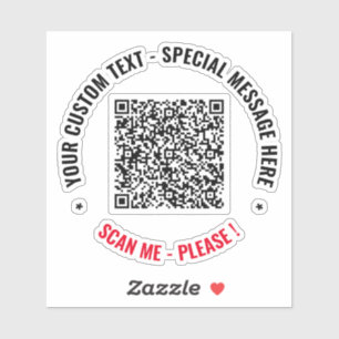 QR Code Sticker Scan Info Custom Text and Colours