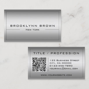 QR Code Stylish Dark Silver Colour Gradient Classy Business Card