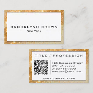 QR Code Stylish Glam Gold Luminous Glitter Classy Business Card