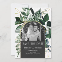 QR code Stylish Grey Botanical photo wedding