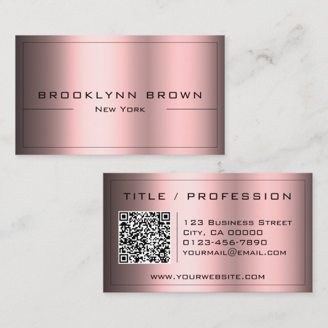 QR Code Stylish Shiny Red Shimmer Gradient Classy Business Card (Front/Back)
