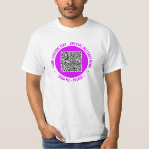 QR Code T-Shirt with Custom Text and Your Colours