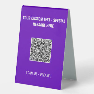 QR Code Table Tent Sign Template with Custom Text