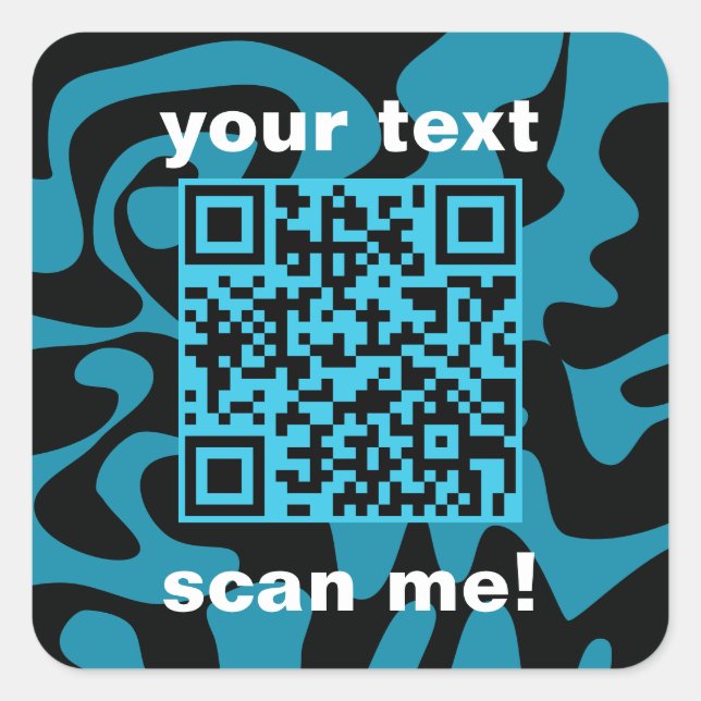 QR Code Teal And Black Bright Modern Square Sticker (Front)